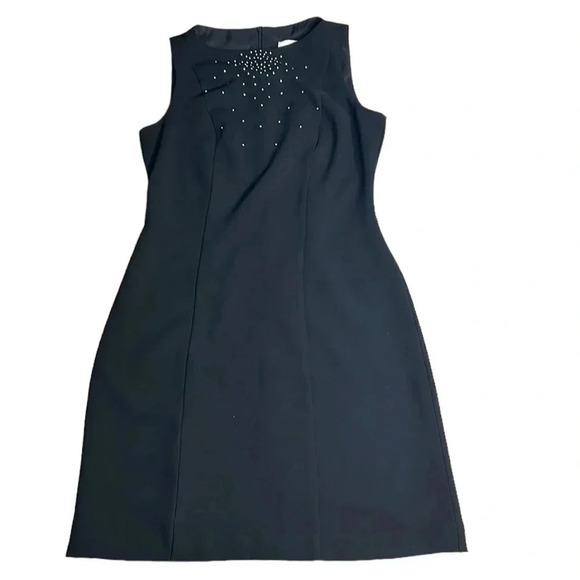 Y2K Fleur Bleue dress, size 8.Black,lined,embellished beads ,Fit&Flair,feminine - Picture 6 of 7